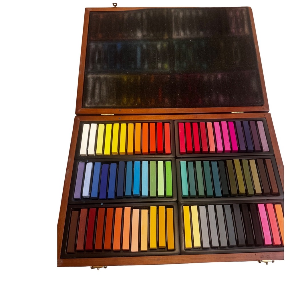 Loew-Cornell Vintage 889 Soft Pastels 72 Color Set Brown Case New Old Stock